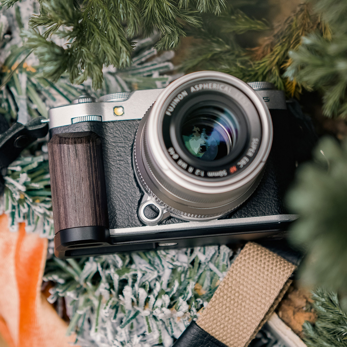 Montagegrundplatte mit Holzgriff für Fujifilm X-M5