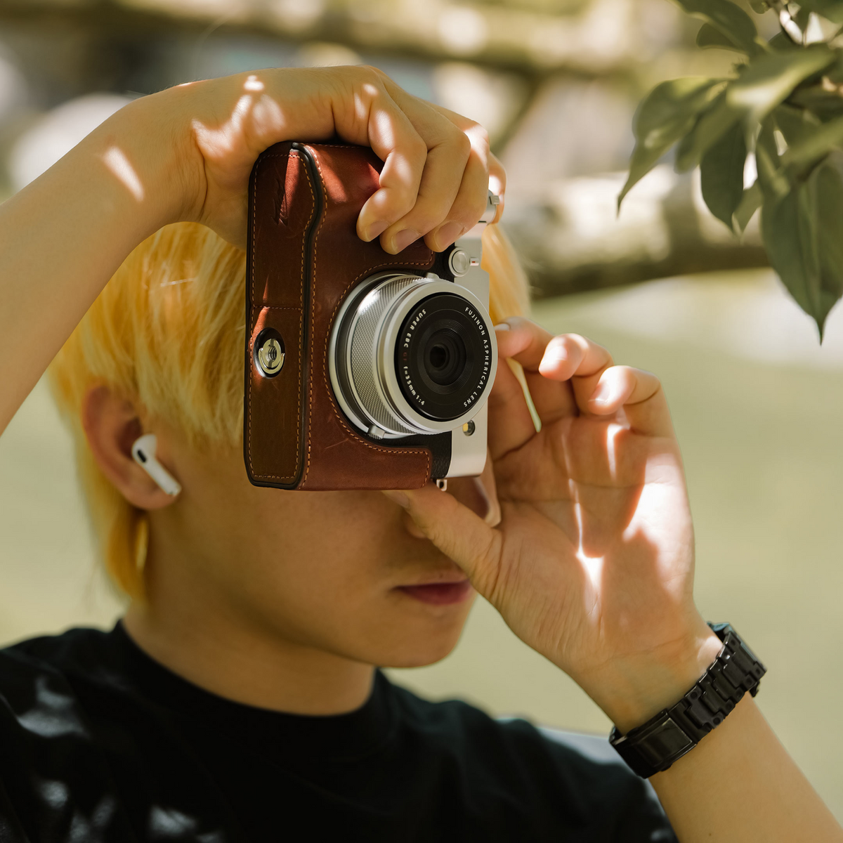 Étui en cuir pour appareil photo Fujifilm GFX100RF – Marron