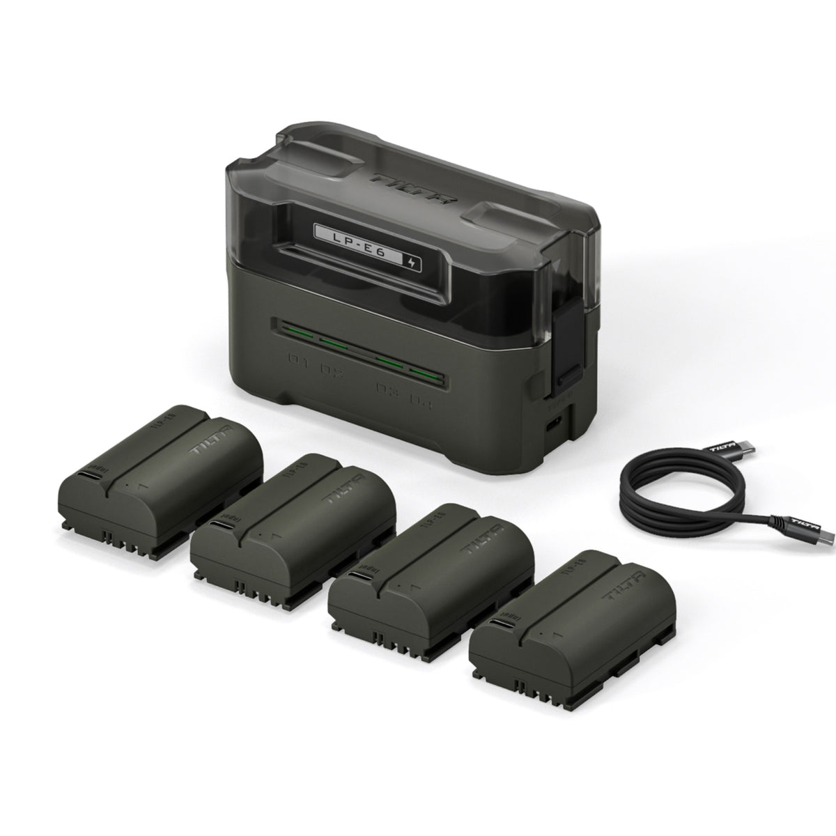 Tilta Tragbare Ladestation für Canon LP-E6 Akku (4-Kanal) – Grün