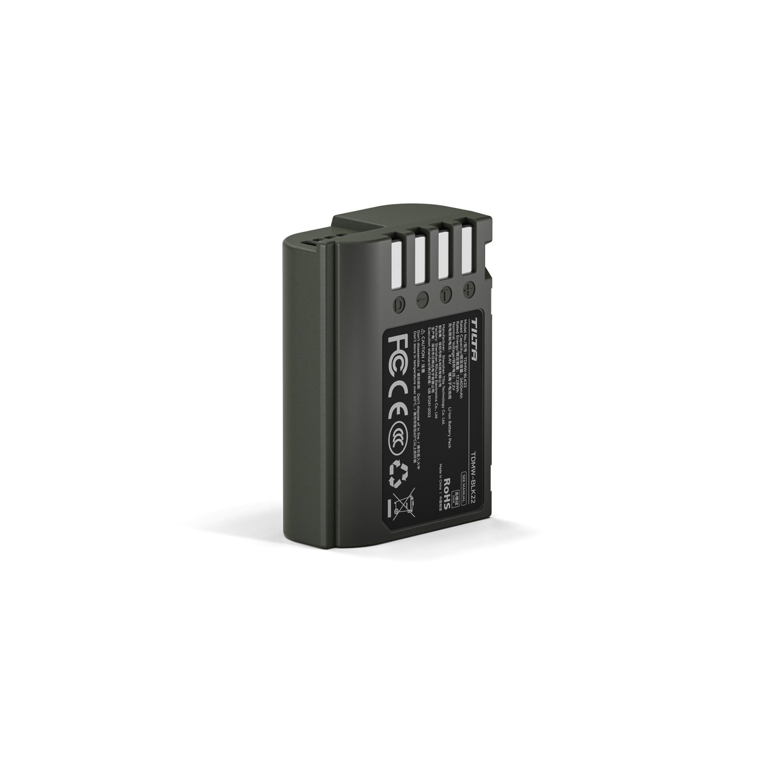 Batterie Tilta DMW-BLK22 avec entrée USB-C (2400 mAh) pour appareils photo Panasonic – Verte (Boîte ouverte)