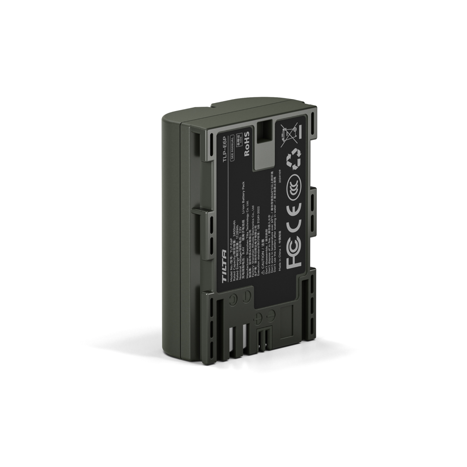 Batterie Tilta LP-E6P avec entrée USB-C (2400 mAh) pour appareils photo Canon