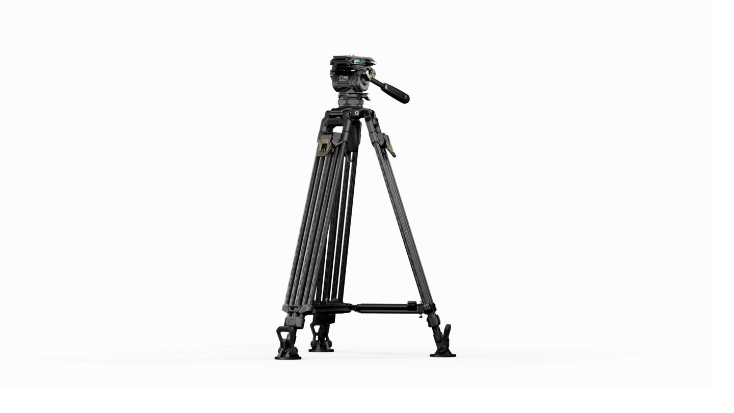 Tête fluide Tilta CT08A 75mm Cine avec trépied en fibre de carbone à deux étages One Touch (8KG)
