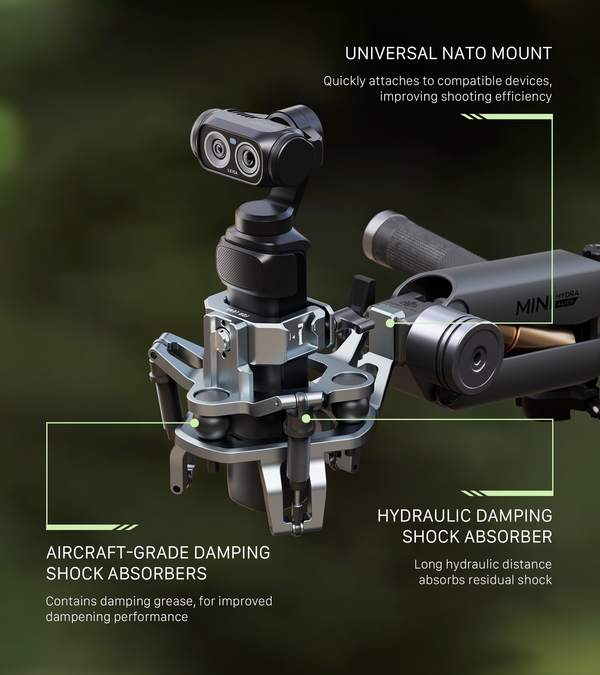 Shock Absorbing Head for Hydra Alien Mini (Luna) – Titanium Gray