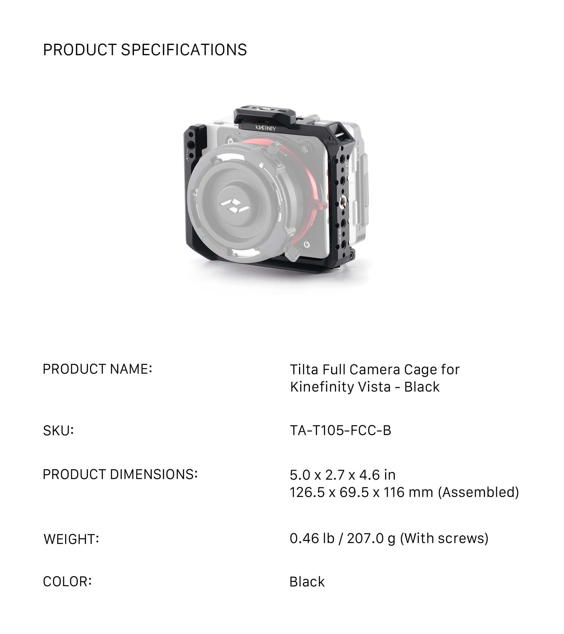 Full Camera Cage for Kinefinity Vista - Black feature