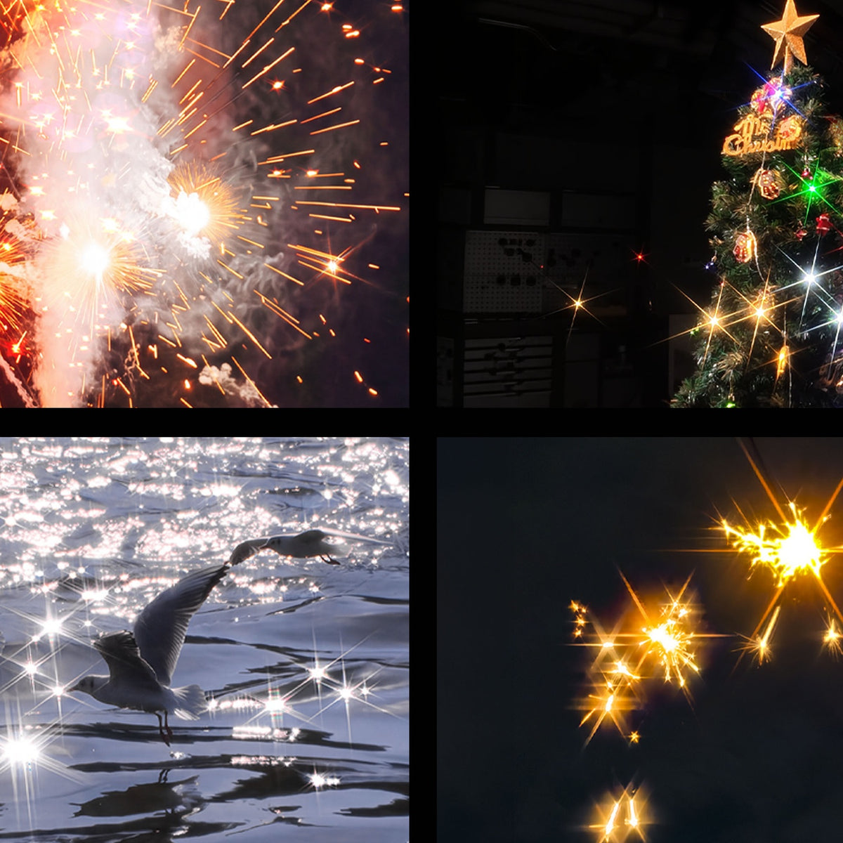 Demonstration photos showing the size of the sided streaking star effects that can be created when using the Star filter for Insta360 Luna Pro
