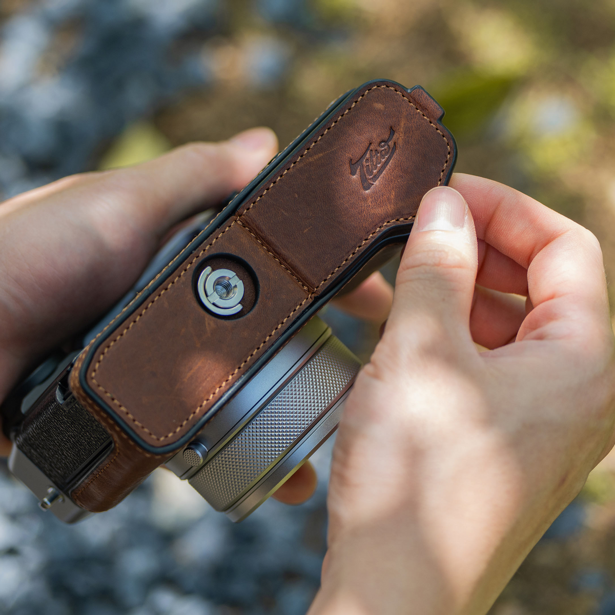 Étui en cuir pour appareil photo Fujifilm GFX100RF – Marron