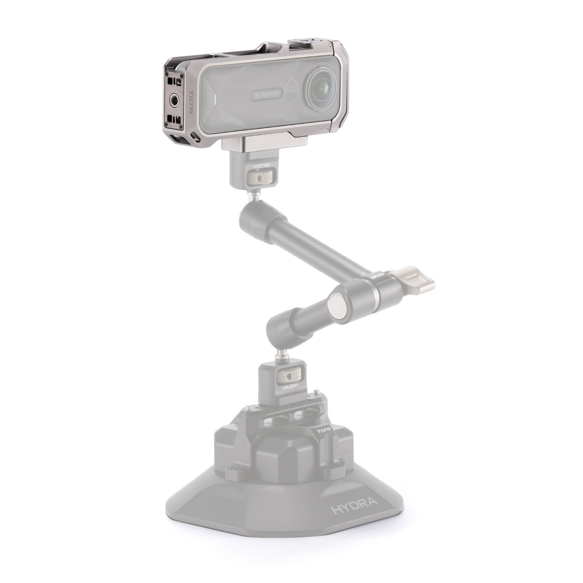 Horizontal Mounting Plate for Insta360 X5 Camera Cage – Titanium Grey