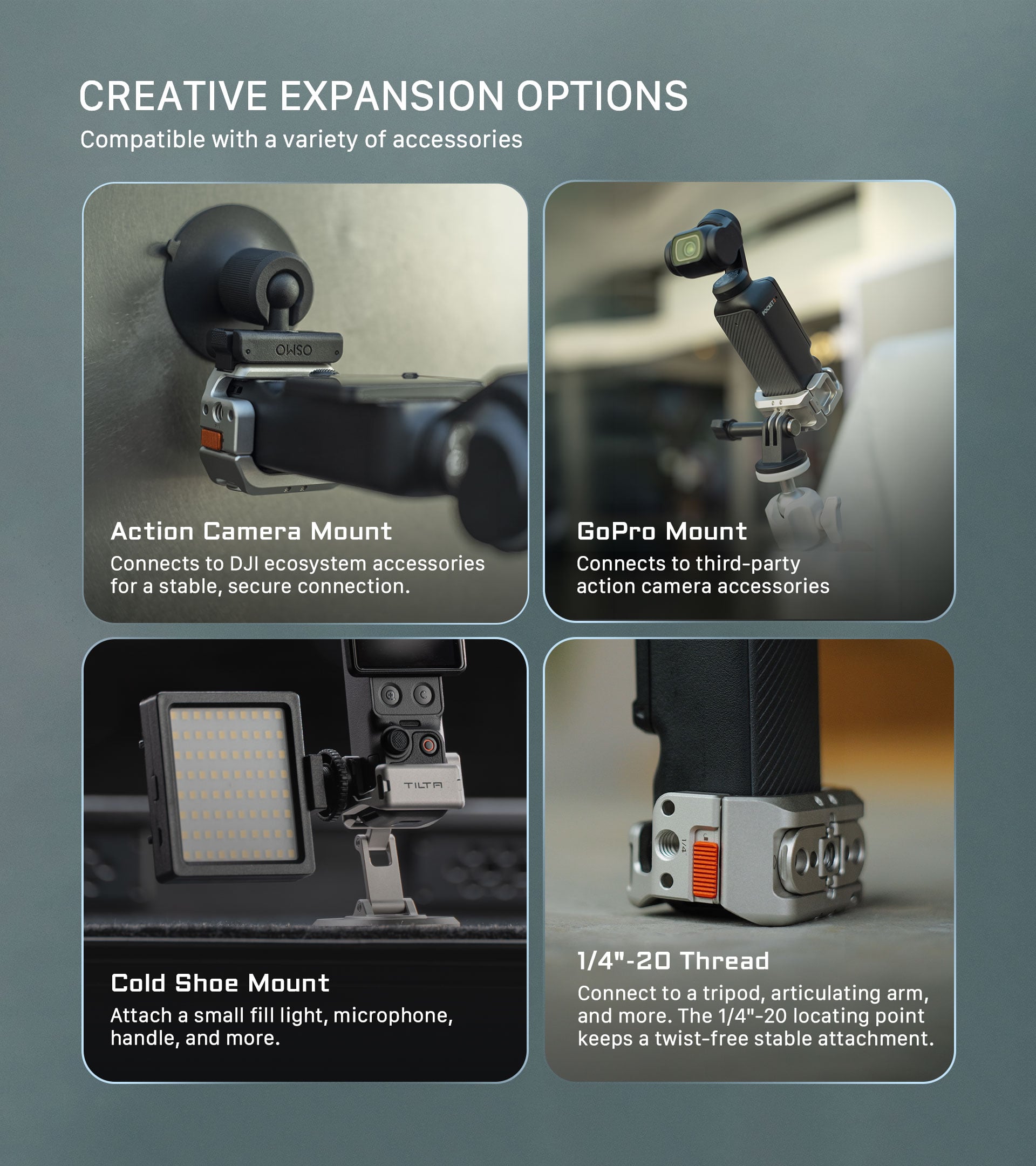 Magnetic Accessory Mounting Kit for Osmo Pocket 4 – Titanium White
