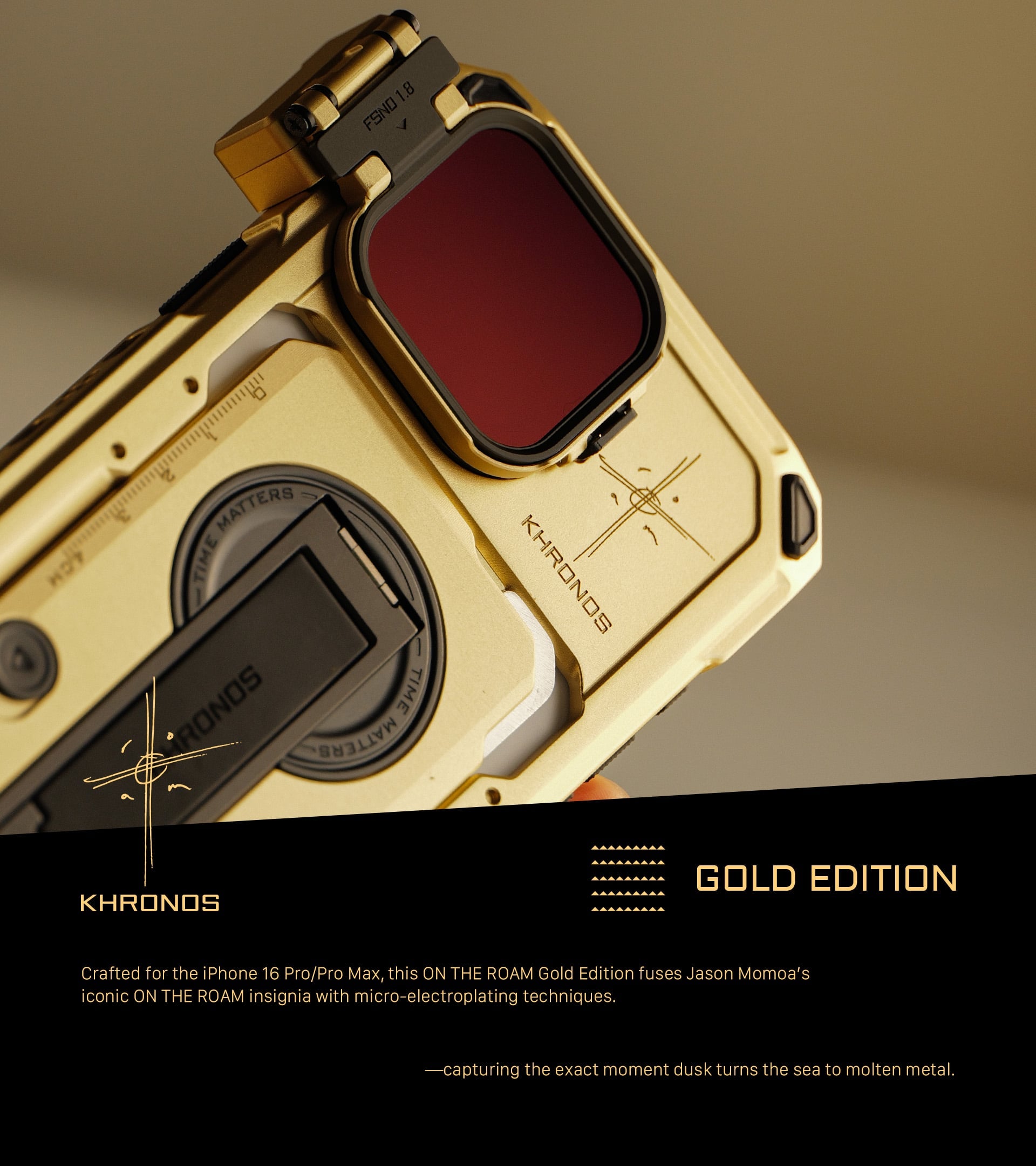 Khronos x On the Roam iPhone 16 Pro/Pro Max Case – Gold