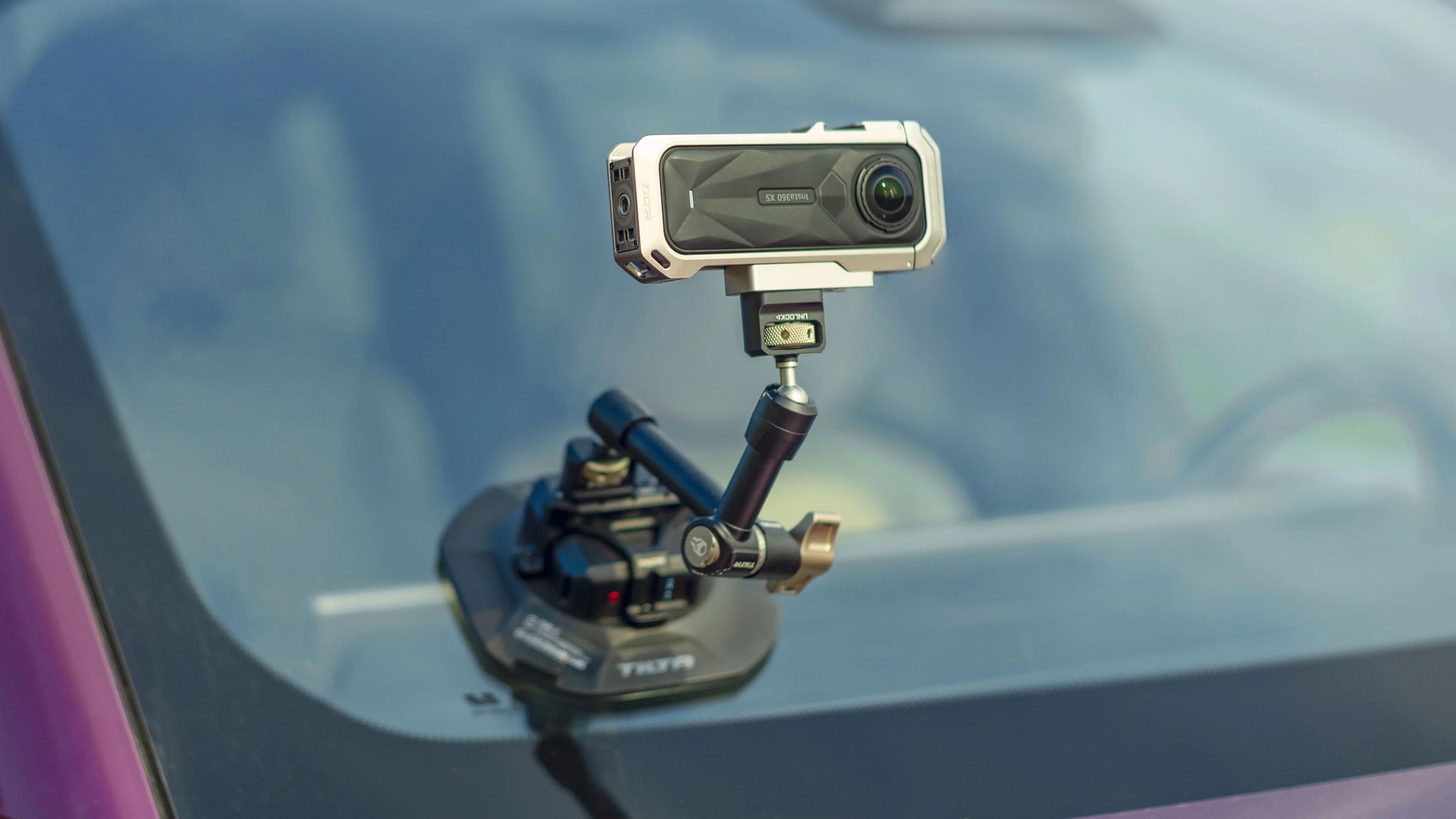 Horizontale Montageplatte für Insta360 X5 Kamerakäfig – Titangrau
